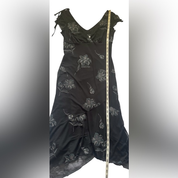 I.N. San Francisco Black Floral Y2K Fairy Goth whimsical Midi Dress Size Medium - Picture 15 of 16